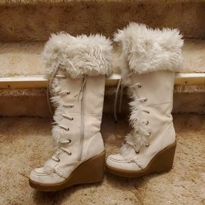 Aldo furry knee high boots size 6